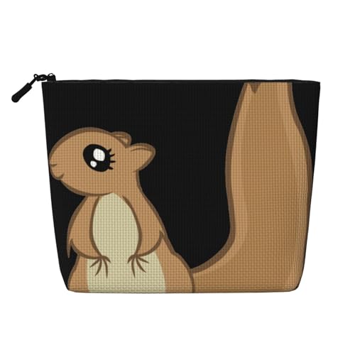 Make-up-Tasche mit Cartoon-Eichhörnchen-Motiv, für Damen, Make-up-Tasche, Reißverschluss, Reise-Kosmetiktasche, Organizer, Schwarz , Einheitsgröße, Kosmetiktasche von AABSTBFM