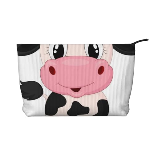 Make-up-Tasche mit Cartoon-Milchkuh-Aufdruck für Damen, Kord, Make-up-Tasche, Reißverschluss, Reise-Kosmetiktasche, Organizer, Schwarz , Einheitsgröße, Kosmetiktasche Make-up-Tasche mit Cartoon-Milchkuh-Aufdruck für Damen, Kord, Make-up-Tasche, Reißverschluss, Reise-Kosmetiktasche, Organizer, Schwarz , Einheitsgröße, Kosmetiktasche von AABSTBFM