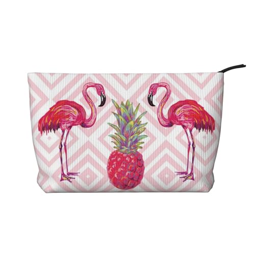 Make-up-Tasche mit Flamingo-Ananas-Aufdruck für Damen, Kord, Make-up-Tasche, Reißverschluss, Reise-Kosmetiktasche, Organizer, Schwarz , Einheitsgröße, Kosmetiktasche Make-up-Tasche mit Flamingo-Ananas-Aufdruck für Damen, Kord, Make-up-Tasche, Reißverschluss, Reise-Kosmetiktasche, Organizer, Schwarz , Einheitsgröße, Kosmetiktasche von AABSTBFM