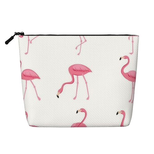 Make-up-Tasche mit Flamingos auf weißem Aufdruck für Damen, Make-up-Tasche, Reißverschluss, Reise-Kosmetiktasche, Organizer, Schwarz , Einheitsgröße, Kosmetiktasche von AABSTBFM