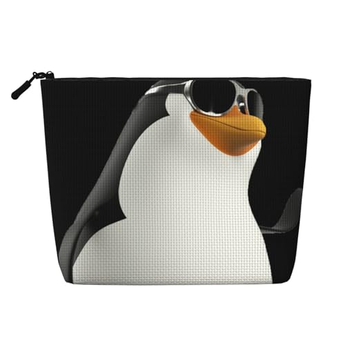 Make-up-Tasche mit Pinguin mit Brille, bedruckt, für Damen, Make-up-Tasche, Reißverschluss, Reise-Kosmetiktasche, Organizer, Schwarz , Einheitsgröße, Kosmetiktasche von AABSTBFM