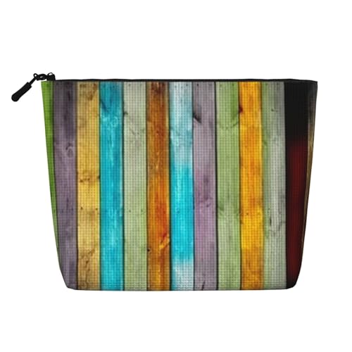 Make-up-Tasche mit buntem Holzbrett für Damen, Make-up-Tasche, Reißverschluss, Reise-Kosmetiktasche, Organizer, Schwarz , Einheitsgröße, Kosmetiktasche Make-up-Tasche mit buntem Holzbrett für Damen, Make-up-Tasche, Reißverschluss, Reise-Kosmetiktasche, Organizer, Schwarz , Einheitsgröße, Kosmetiktasche von AABSTBFM