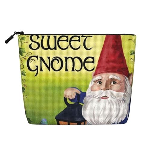 Make-up-Tasche mit bunten Zwergen für Damen, Make-up-Tasche, Reißverschluss, Reise-Kosmetiktasche, Organizer, Schwarz , Einheitsgröße, Kosmetiktasche von AABSTBFM