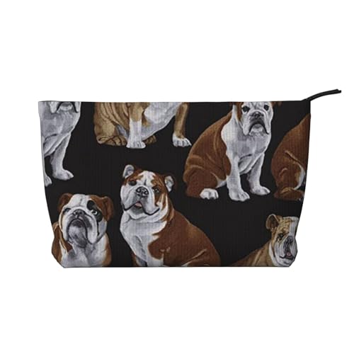 Make-up-Tasche mit englischer Bulldogge, bedruckt, für Damen, Kord, Make-up-Tasche, Reißverschluss, Reise-Kosmetiktasche, Organizer, Schwarz , Einheitsgröße, Kosmetiktasche Make-up-Tasche mit englischer Bulldogge, bedruckt, für Damen, Kord, Make-up-Tasche, Reißverschluss, Reise-Kosmetiktasche, Organizer, Schwarz , Einheitsgröße, Kosmetiktasche von AABSTBFM