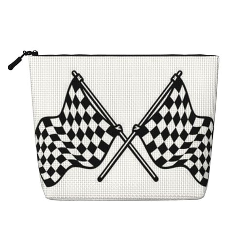 Make-up-Tasche mit karierter Flagge, bedruckt, für Damen, Make-up-Tasche, Reißverschluss, Reise-Kosmetiktasche, Organizer, Schwarz , Einheitsgröße, Kosmetiktasche Make-up-Tasche mit karierter Flagge, bedruckt, für Damen, Make-up-Tasche, Reißverschluss, Reise-Kosmetiktasche, Organizer, Schwarz , Einheitsgröße, Kosmetiktasche von AABSTBFM