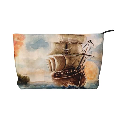 Make-up-Tasche mit nautischem Segelboot-Motiv, für Damen, Kord, Make-up-Tasche, Reißverschluss, Reise-Kosmetiktasche, Organizer, Schwarz , Einheitsgröße, Kosmetiktasche Make-up-Tasche mit nautischem Segelboot-Motiv, für Damen, Kord, Make-up-Tasche, Reißverschluss, Reise-Kosmetiktasche, Organizer, Schwarz , Einheitsgröße, Kosmetiktasche von AABSTBFM
