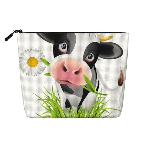 Make-up-Tasche mit niedlichem Kuh-Motiv, für Damen, Make-up-Tasche, Reißverschluss, Reise-Kosmetiktasche, Organizer, Schwarz , Einheitsgröße, Kosmetiktasche Make-up-Tasche mit niedlichem Kuh-Motiv, für Damen, Make-up-Tasche, Reißverschluss, Reise-Kosmetiktasche, Organizer, Schwarz , Einheitsgröße, Kosmetiktasche von AABSTBFM