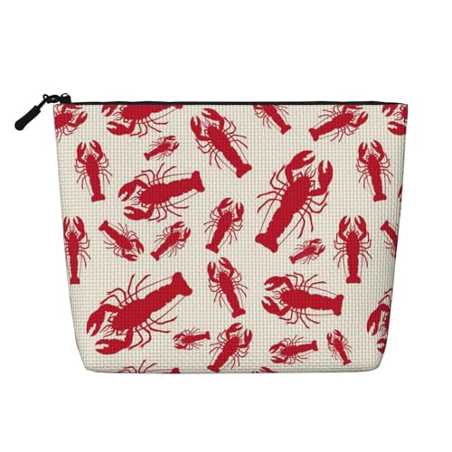 Make-up-Tasche mit rotem Hummer-Aufdruck für Damen, Make-up-Tasche, Reißverschluss, Reise-Kosmetiktasche, Organizer, Schwarz , Einheitsgröße, Kosmetiktasche Make-up-Tasche mit rotem Hummer-Aufdruck für Damen, Make-up-Tasche, Reißverschluss, Reise-Kosmetiktasche, Organizer, Schwarz , Einheitsgröße, Kosmetiktasche von AABSTBFM