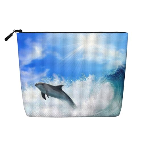 Make-up-Tasche mit süßem Delfin-Druck, für Damen, Make-up-Tasche, Reißverschluss, Reise-Kosmetiktasche, Organizer, Schwarz , Einheitsgröße, Kosmetiktasche Make-up-Tasche mit süßem Delfin-Druck, für Damen, Make-up-Tasche, Reißverschluss, Reise-Kosmetiktasche, Organizer, Schwarz , Einheitsgröße, Kosmetiktasche von AABSTBFM