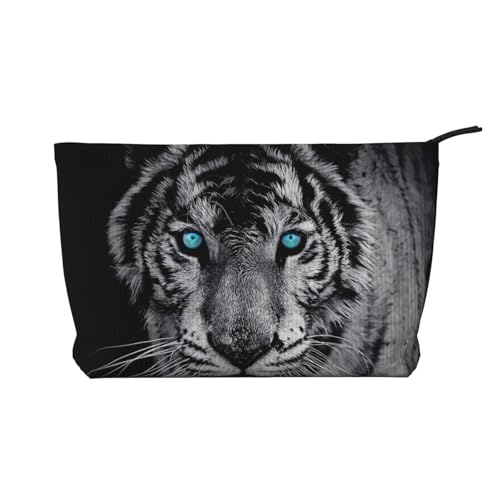Make-up-Tasche mit weißem Tiger-Aufdruck, für Damen, Kord, Make-up-Tasche, Reißverschluss, Reise-Kosmetiktasche, Organizer, Schwarz , Einheitsgröße, Kosmetiktasche Make-up-Tasche mit weißem Tiger-Aufdruck, für Damen, Kord, Make-up-Tasche, Reißverschluss, Reise-Kosmetiktasche, Organizer, Schwarz , Einheitsgröße, Kosmetiktasche von AABSTBFM