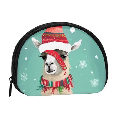 Mini-Geldbörse mit Zickzack-Linien-Aufdruck, für Damen, Mädchen, Kinder, Weihnachts-Lama, Einheitsgröße, Münztasche von AABSTBFM