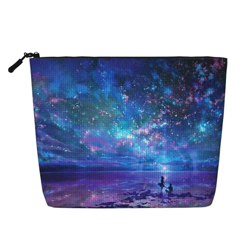 Northern Lights bedruckte Make-up-Tasche für Damen, Make-up-Tasche, Reißverschluss, Reise-Kosmetiktasche, Organizer, Schwarz , Einheitsgröße, Kosmetiktasche von AABSTBFM