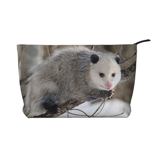 Opossum im Schnee bedruckte Make-up-Tasche für Damen, Kord, Make-up-Tasche, Reißverschluss, Reise-Kosmetiktasche, Organizer, Schwarz , Einheitsgröße, Kosmetiktasche Opossum im Schnee bedruckte Make-up-Tasche für Damen, Kord, Make-up-Tasche, Reißverschluss, Reise-Kosmetiktasche, Organizer, Schwarz , Einheitsgröße, Kosmetiktasche von AABSTBFM