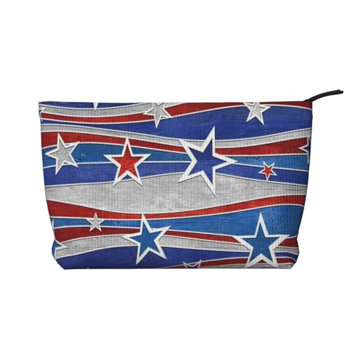 Patriotische Make-up-Tasche mit Sternen und Streifen, bedruckt, für Damen, Kord, Make-up-Tasche, Reißverschluss, Reise-Kosmetiktasche, Organizer, Schwarz , Einheitsgröße, Kosmetiktasche Patriotische Make-up-Tasche mit Sternen und Streifen, bedruckt, für Damen, Kord, Make-up-Tasche, Reißverschluss, Reise-Kosmetiktasche, Organizer, Schwarz , Einheitsgröße, Kosmetiktasche von AABSTBFM