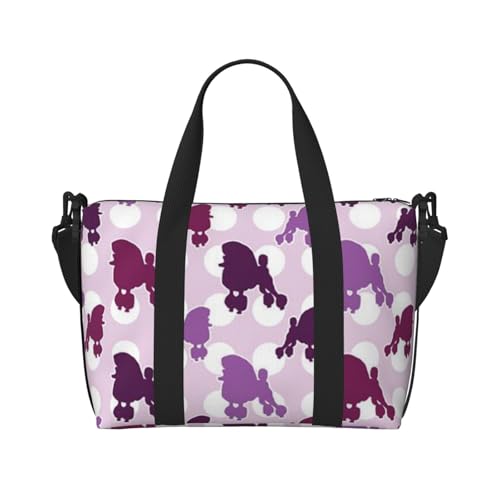 Reisetasche für Damen und Herren, Motiv: Pudel, mit verstellbarem Schultergurt und Griff, Violett, Schwarz , Einheitsgröße, Reisetasche Reisetasche für Damen und Herren, Motiv: Pudel, mit verstellbarem Schultergurt und Griff, Violett, Schwarz , Einheitsgröße, Reisetasche von AABSTBFM