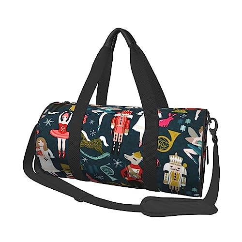 Runde Reisetasche mit großem Fassungsvermögen, leicht und langlebig, ideales Geschenk für Wandern, Urlaub, Geschäftsreisen und mehr, Damen Nussknacker Ballett Xmas Dance, Einheitsgröße von AABSTBFM