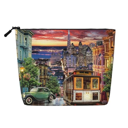 San Francisco bedruckte Make-up-Tasche für Damen, Make-up-Tasche, Reißverschluss, Reise-Kosmetiktasche, Organizer, Schwarz , Einheitsgröße, Kosmetiktasche San Francisco bedruckte Make-up-Tasche für Damen, Make-up-Tasche, Reißverschluss, Reise-Kosmetiktasche, Organizer, Schwarz , Einheitsgröße, Kosmetiktasche von AABSTBFM
