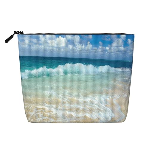 Serene Make-up-Tasche mit Küstenmotiv, bedruckt, für Damen, Make-up-Tasche, Reißverschluss, Reise-Kosmetiktasche, Organizer, Schwarz , Einheitsgröße, Kosmetiktasche Serene Make-up-Tasche mit Küstenmotiv, bedruckt, für Damen, Make-up-Tasche, Reißverschluss, Reise-Kosmetiktasche, Organizer, Schwarz , Einheitsgröße, Kosmetiktasche von AABSTBFM