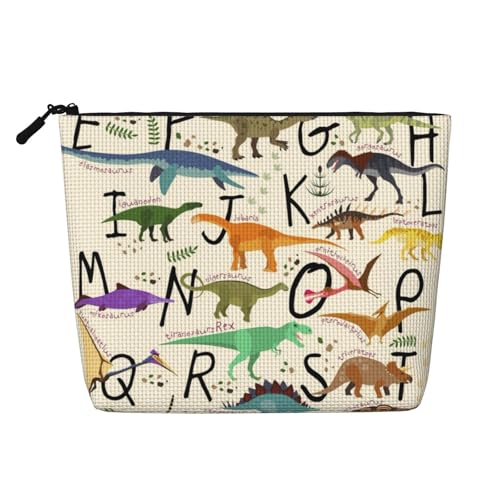 Stilvolle Make-up-Tasche mit Dinosaurier-Motiv, für Damen, Make-up-Tasche, Reißverschluss, Reise-Kosmetiktasche, Organizer, Schwarz , Einheitsgröße, Kosmetiktasche von AABSTBFM