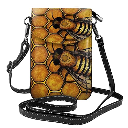 Taekwondo Design bedruckte Frauen Crossbody Handytasche PU Leder Geldbörse Handy Tasche Geldbörse, Biene Honeybee, Einheitsgröße von AABSTBFM