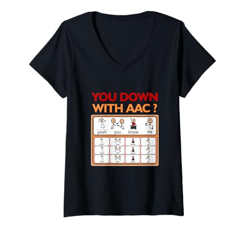 Damen AAC Awareness Alternative Kommunikation You Down with AAC T-Shirt mit V-Ausschnitt von AAC Awareness Alternative Communication You