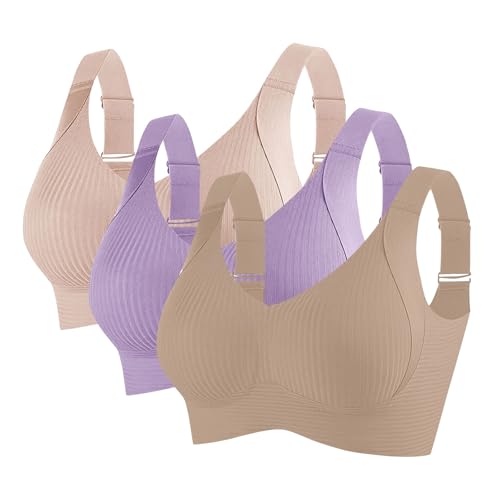 3er Pack BH Damen Ohne Bügel Sport BHS Push Up Brüste Verstellbarem Seamless Bra Bequem Tshirt Bralette Weicher Schlaf Unterwäsche Starker Halt Yoga Bustier Große Brüste Bustiers von AACH