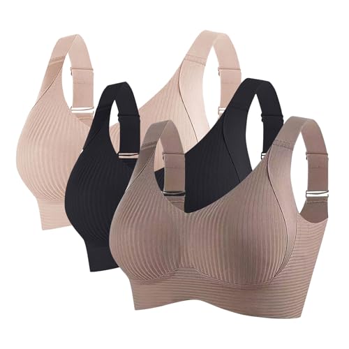 3er Pack BH Damen Ohne Bügel Sport BHS Push Up Brüste Verstellbarem Seamless Bra Bequem Tshirt Bralette Weicher Schlaf Unterwäsche Starker Halt Yoga Bustier Große Brüste Bustiers von AACH