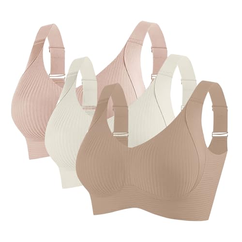 3er Pack BH Damen Ohne Bügel Sport BHS Push Up Brüste Verstellbarem Seamless Bra Bequem Tshirt Bralette Weicher Schlaf Unterwäsche Starker Halt Yoga Bustier Große Brüste Bustiers von AACH