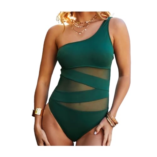 AACH Badeanzug Damen Push up Bauchweg One Shoulder Schwarz Badeanzug Bademode Badeanzüge Schwimmanzug Einteiliger Sport Kleider Strand Sommer Bustier Monokini Amazon Warehouse Deal von AACH