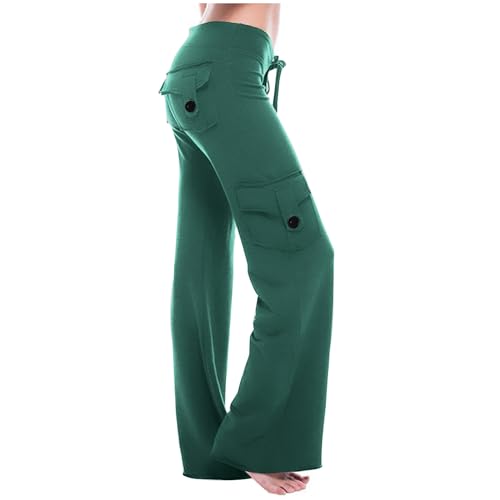 Cargohose Damen Yogahose Baggy Stretch Jogginghose High Waist Sommerhose Palazzo Hose mit Multi Taschen Arbeitshose Lounge Elastische Freizeithose Einfarbig Trainingshose von AACH