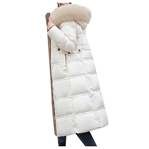 AACH Damen Coat Winddichter Daunenmantel Winterjacke Parka Jacke Baumwolle Einfarbig Fellkapuze Kapuzenjacke Mode Warme Wintermantel Lang Mantel mit Kapuze Winterjacke von AACH