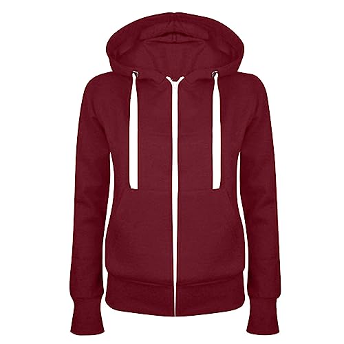 AACH Damen Fleece Kapuzenjacke Hoodie Elastisch mit Reißverschluss Sweatshirt Zipper Mode Casual Jacke Warme Kapuzenpulli Hoody mit Kapuze Sweatjacke Winter Verdickte Langarmshirt von AACH