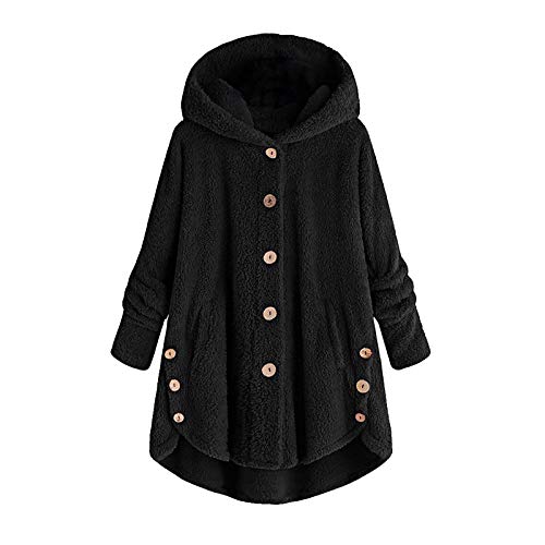 AACH Damen Fleecejacke Warm Winter Mantel Kuschelig Kapuzenjacke Katzenohr Winterjacke Mode Hoodie Jacken mit Knöpfen Plüschjacke Einfarbiges Casual Fleecejacke Weich Bequem Oberteile von AACH