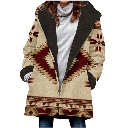 AACH Damen Hoodie Fleecejacke Lang Fleece Winterjacke Warme mit Knöpfen Sweatjacke Warm Plüschjacke Einfarbig Casual Mantel Winter Dicke Warm Kapuzenpullover mit Kapuze Kapuzenjacke von AACH