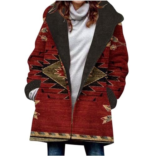 AACH Damen Hoodie Fleecejacke Lang Fleece Winterjacke Warme mit Knöpfen Sweatjacke Warm Plüschjacke Einfarbig Casual Mantel Winter Dicke Warm Kapuzenpullover mit Kapuze Kapuzenjacke von AACH