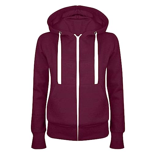 AACH Damen Hoodie mit Reißverschluss Sweatshirt Zipper Sweatjacke mit Kapuze Jacke Elegant Bequem Kapuzenpullover Herbst Winter Kapuzenjacke Zip up Kapuzenpulli Mode Locker Jacken von AACH