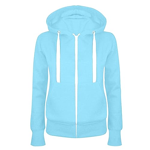 AACH Damen Kapuzenpullover mit Reißverschluss Sweatjacke mit Kapuze Langem Hoodie Sweatshirt Sportlich Casual Kapuzenshirt Weich Warm Jacke Winter Kapuzenpullover Basic Loose Winterjacke von AACH