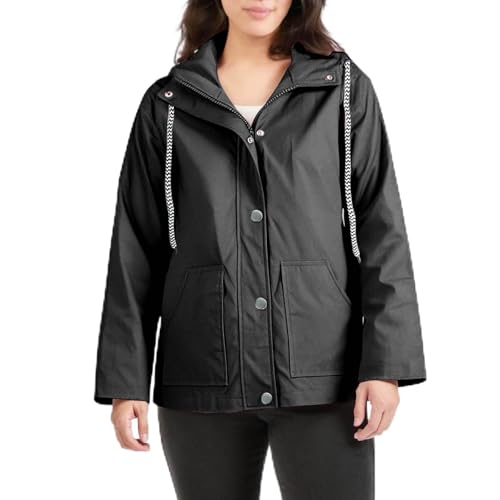 AACH Damen Regenjacke Leichte Wasserdichte Regenmantel Sonnenschutz Fahrrad Outdoorjacke Drawstring Treking Regenjacken Klassische Knöpfen Windmantel mit Reißverschluss Übergangsjacke von AACH