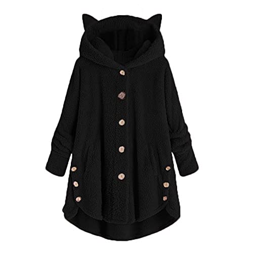 AACH Damen Winterjacke Dual Fluffy Plüschjacke Hoodie Basic Plüschmantel Dicke Warm Kapuzenjacke Casual Einfarbig Wintermantel Winter Thermo Fleece Kapuzenshirt Hoodies Sweatshirt von AACH