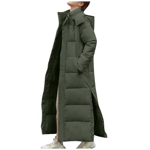 AACH Damen Winterjacke Mode Warme Daunenmantel Winddichter Coat Wanderjacke Parka Jacke Leichte Warm Pufferjacke Baumwolle Einfarbig Fellkapuze Kapuzenjacke Thermo Fleece Skijacke von AACH