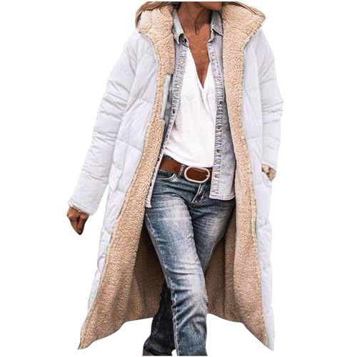 AACH Damen Wintermäntel Warm Doppelseitige Plüsch Mantel Auf Beiden Seiten Parka mit Fell Kapuze Warm Sherpa Fleece Gefütterter Frauen Oberbekleidung amazon warehouse deal von AACH