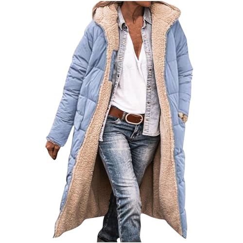 AACH Damen Wintermäntel Warm Doppelseitige Plüsch Mantel Auf Beiden Seiten Parka mit Fell Kapuze Warm Sherpa Fleece Gefütterter Frauen Oberbekleidung angebote des tages heute blitzangebote von AACH