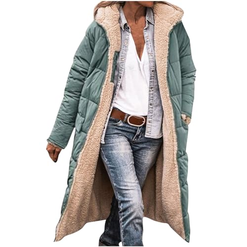 AACH Damen Wintermäntel Warm Doppelseitige Plüsch Mantel Auf Beiden Seiten Parka mit Fell Kapuze Warm Sherpa Fleece Gefütterter Frauen Oberbekleidung black friday angebote 2023 von AACH