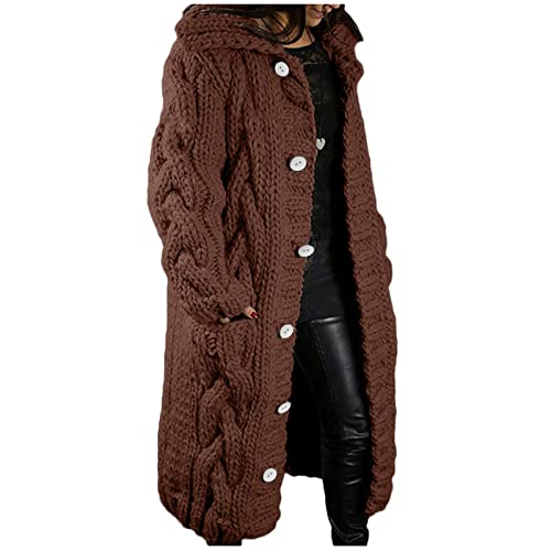 AACH Damenjacke übergangsjacke Sale Strickjacke Damen Lang Cardigan Grobstrick Langärmelige Strickmantel Warm Elegant Sweater Outerwear Open Front Winter Grobstrickjacke von AACH