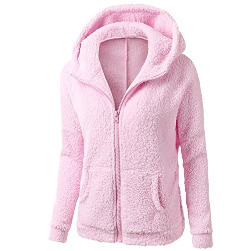 AACH Hoodie Damen Oversize PlüSchjacke Warm Fleecemantel mit Reißverschluss Plüschmantel LäSsige Teddyjacke Flauschig Warme Wintermantel Winter Dickes Kapuzenjacke mit Taschen Mantel von AACH