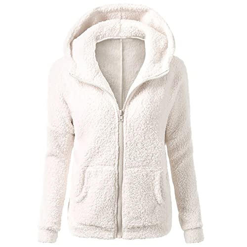 AACH Hoodie Damen Oversize PlüSchjacke Warm Fleecemantel mit Reißverschluss Plüschmantel LäSsige Teddyjacke Flauschig Warme Wintermantel Winter Dickes Kapuzenjacke mit Taschen Mantel von AACH