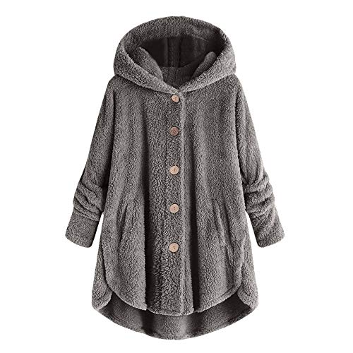 Fleecejacke Damen mit Kapuze Plüschjacke Große Größen Fleecemantel Thermo Fleece Teddymantel Mode Lässig Plüschmantel Plüsch Fleece Jacke Winterjacke mit Reißverschluss Mantel von AACH