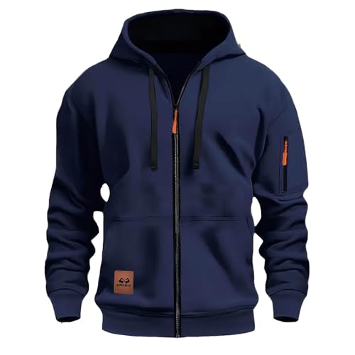AACH Hoodie Herren Reißverschluss Kapuzenjacke mit Kapuze Sweatjacke Casual Oversize Übergangsjacke Modische Langarm Winterjacke Klassische Vielseitige Sportjacke Locker Kapuzenpullover von AACH