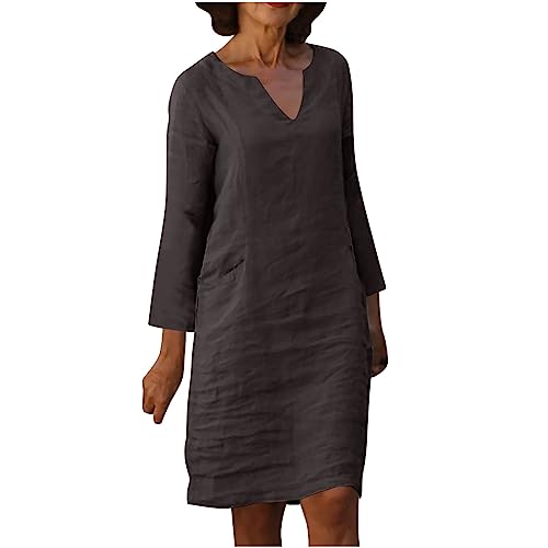 AACH Kleider Damen Leinen Casual Kleid Elegant Langarm Leinenkleid Herbst Locker Strandkleid Vintage Einfarbiges Freizeitkleid Relaxed Fit Langarmkleid Knielang Mode Sommerkleid AACH Kleider Damen Leinen Casual Kleid Elegant Langarm Leinenkleid Herbst Locker Strandkleid Vintage Einfarbiges Freizeitkleid Relaxed Fit Langarmkleid Knielang Mode Sommerkleid von AACH