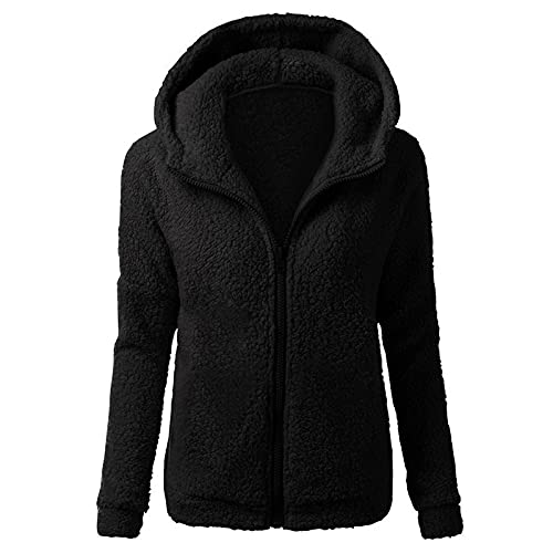 AACH Plüschjacke Damen Fleece Warm Winterjacke Winter Fleecejacke mit Reißverschluss Plüschmantel Verdickte Fleece Wintermantel Einfarbig Fleecemantel Casual Mode Teddyjacken Bequem Jacke von AACH